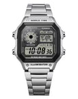 Casio World Time Stainless Steel Digital Chronograph Watch