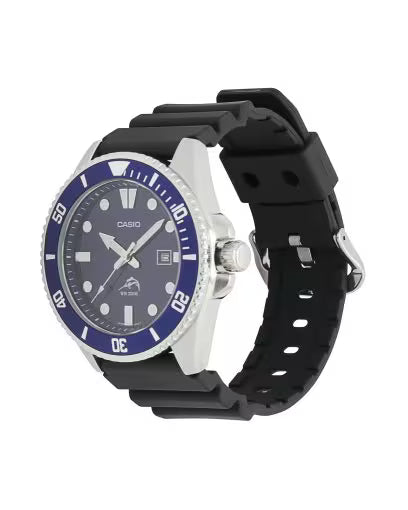 Casio Black Resin Band Blue Dial Analog Watch