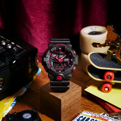 G-SHOCK Analog-Digital Red and Black Resin Watch
