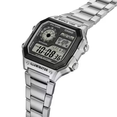 Casio World Time Stainless Steel Digital Chronograph Watch