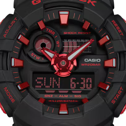 G-SHOCK Analog-Digital Red and Black Resin Watch