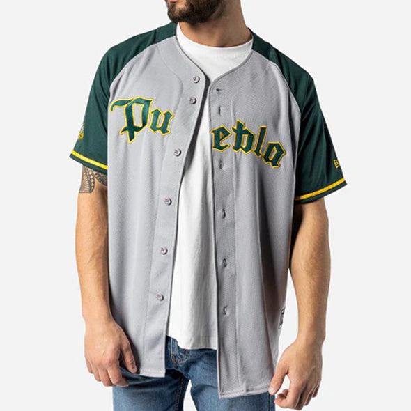 Pericos De Puebla Club De Beisbol LMB Gray Green Away Jersey