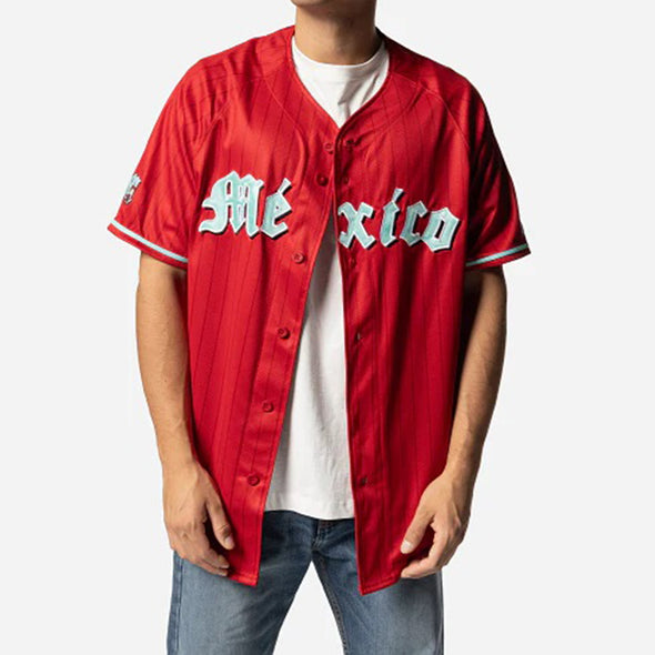 Diablos Rojos Del Mexico Club De Beisbol LMB Red Pinstripe Jersey