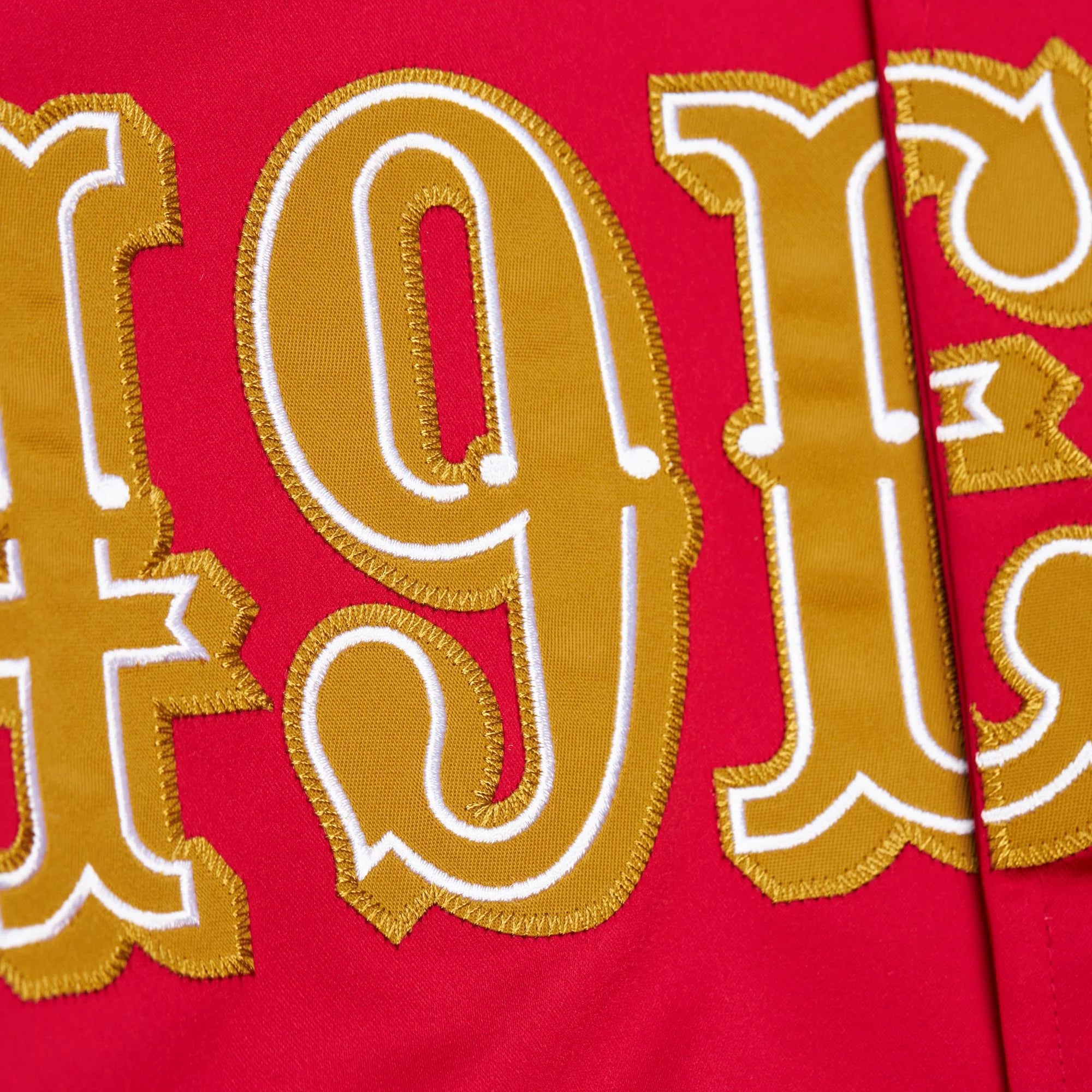 Mitchell &amp; Ness San Francisco 49ers Red Gold Faithful To The Bay Lightweight Satin Jacket