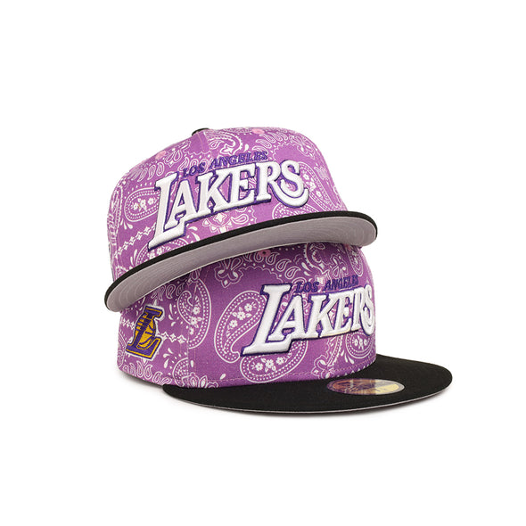 Los Angeles Lakers Purple Paisley Black 2 Tone Alternate Logo SP 59Fifty Fitted