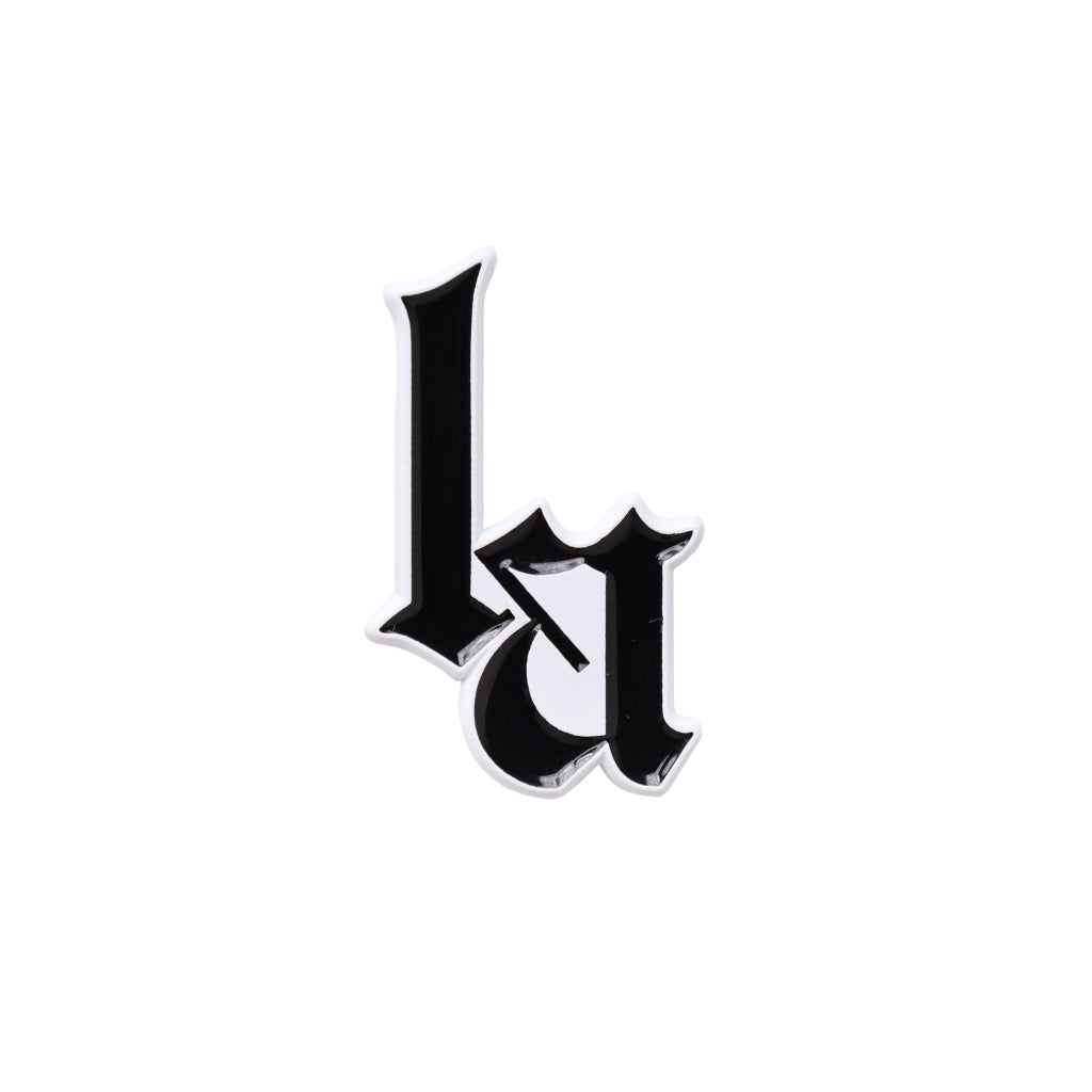 CrownMinded Los Angeles Old Englsih Black And White LA Letter Pin