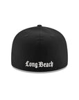 Long Beach College NCAA Black On White Pink UV 59Fifty Fitted