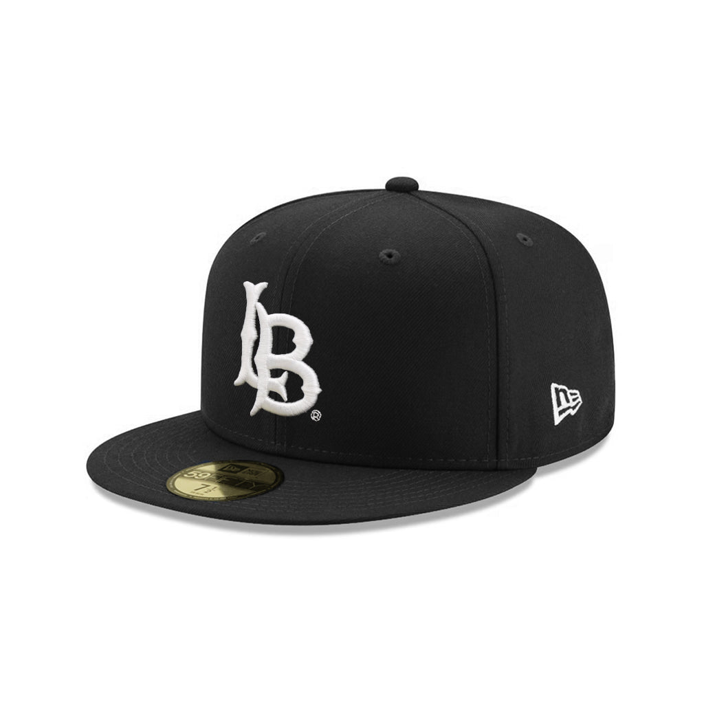 Long Beach College NCAA Black On White Pink UV 59Fifty Fitted