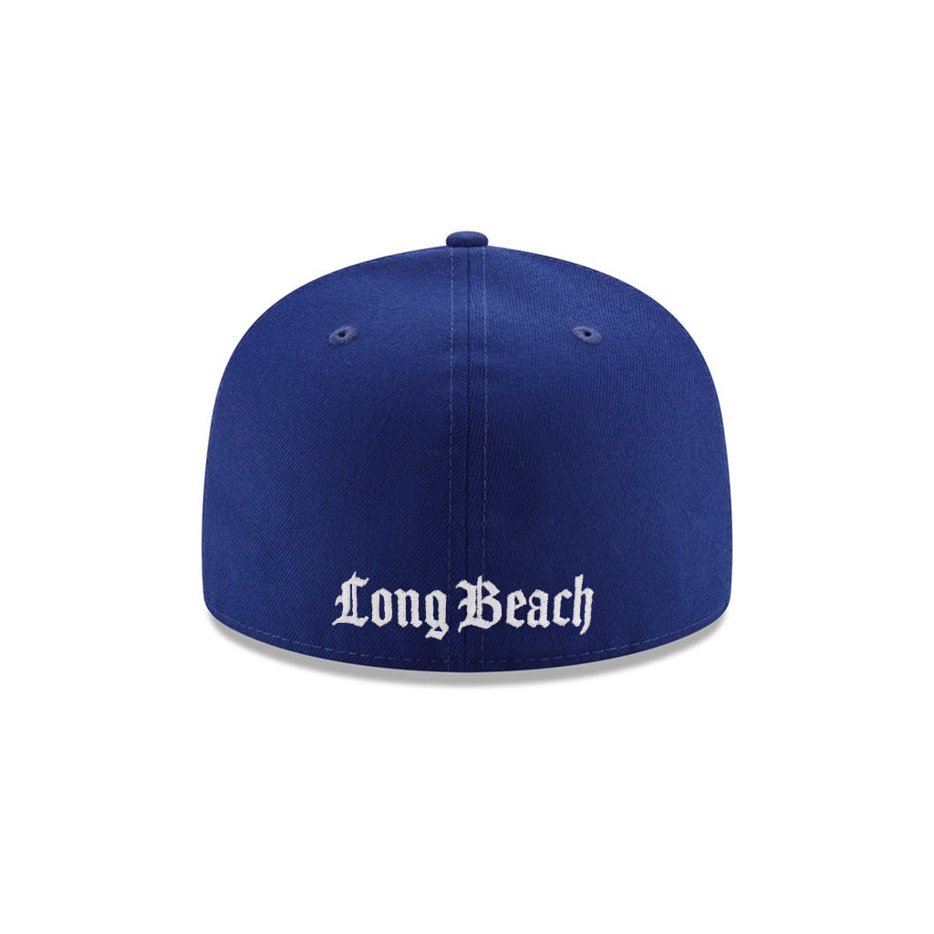 Long Beach College NCAA Royal Blue On White 59Fifty Fitted