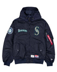 New Era X Alpha Industries Seattle Mariners L-2B Hooded Bomber Jacket Navy