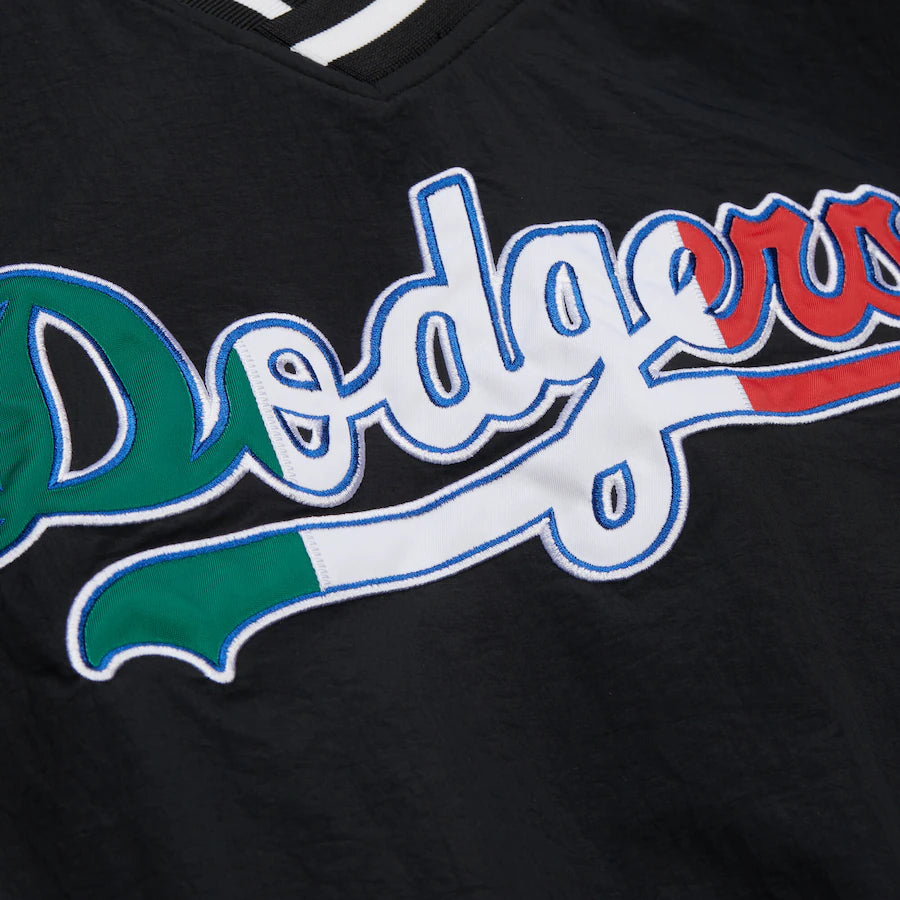 Mitchell &amp; Ness Los Angeles Dodgers Mexico V-Neck Pullover Black Satin Jacket