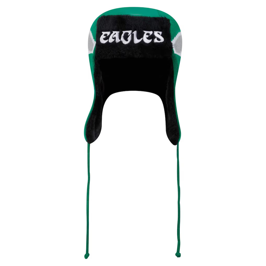 Philadelphia Eagles Green &amp; Black Helmet Head Trapper Knit Beanie