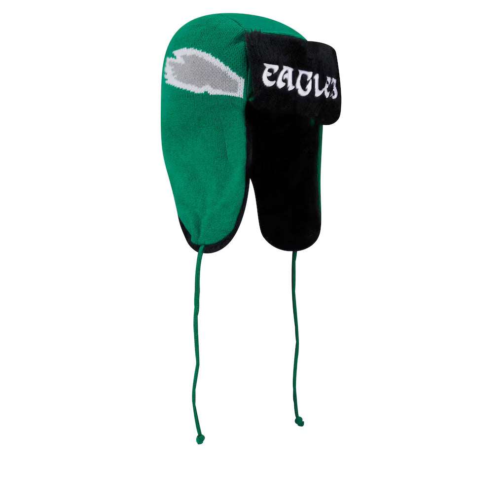 Philadelphia Eagles Green &amp; Black Helmet Head Trapper Knit Beanie