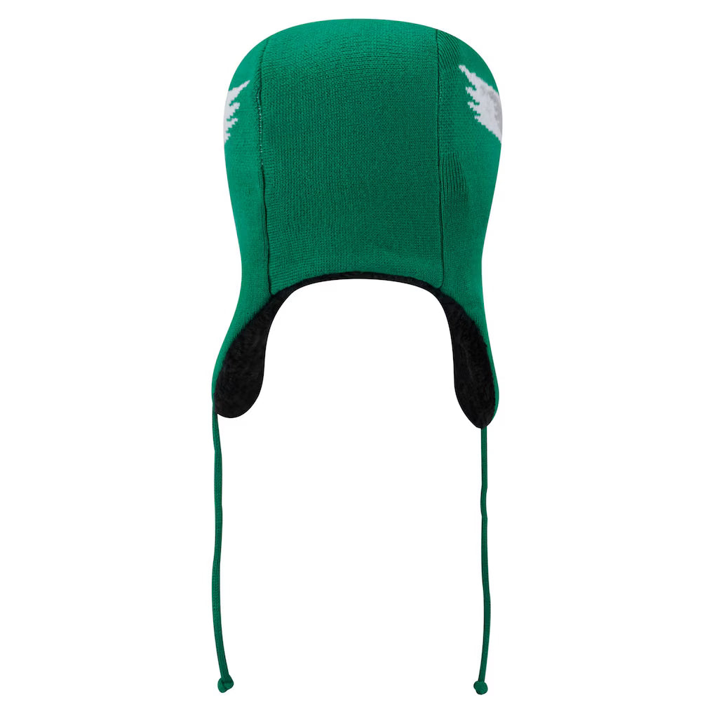 Philadelphia Eagles Green &amp; Black Helmet Head Trapper Knit Beanie