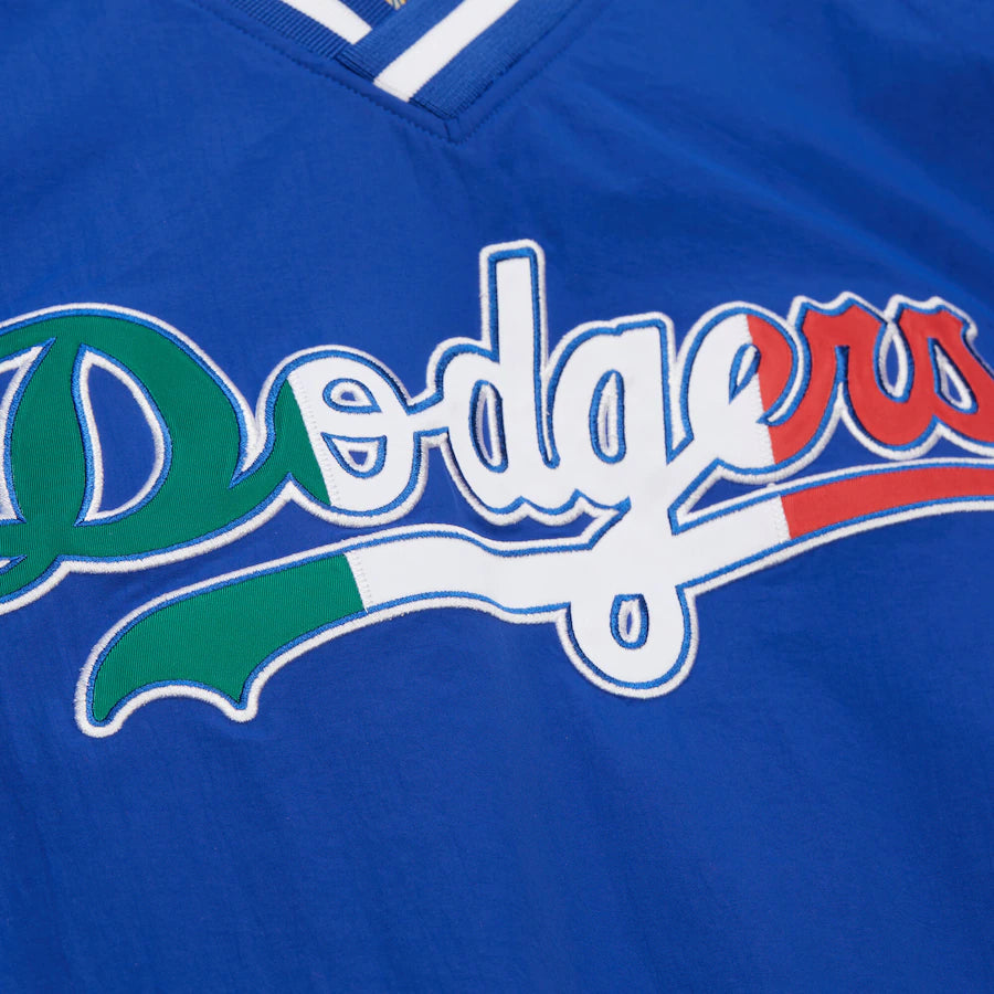 Mitchell &amp; Ness Los Angeles Dodgers Mexico V-Neck Pullover Blue Satin Jacket