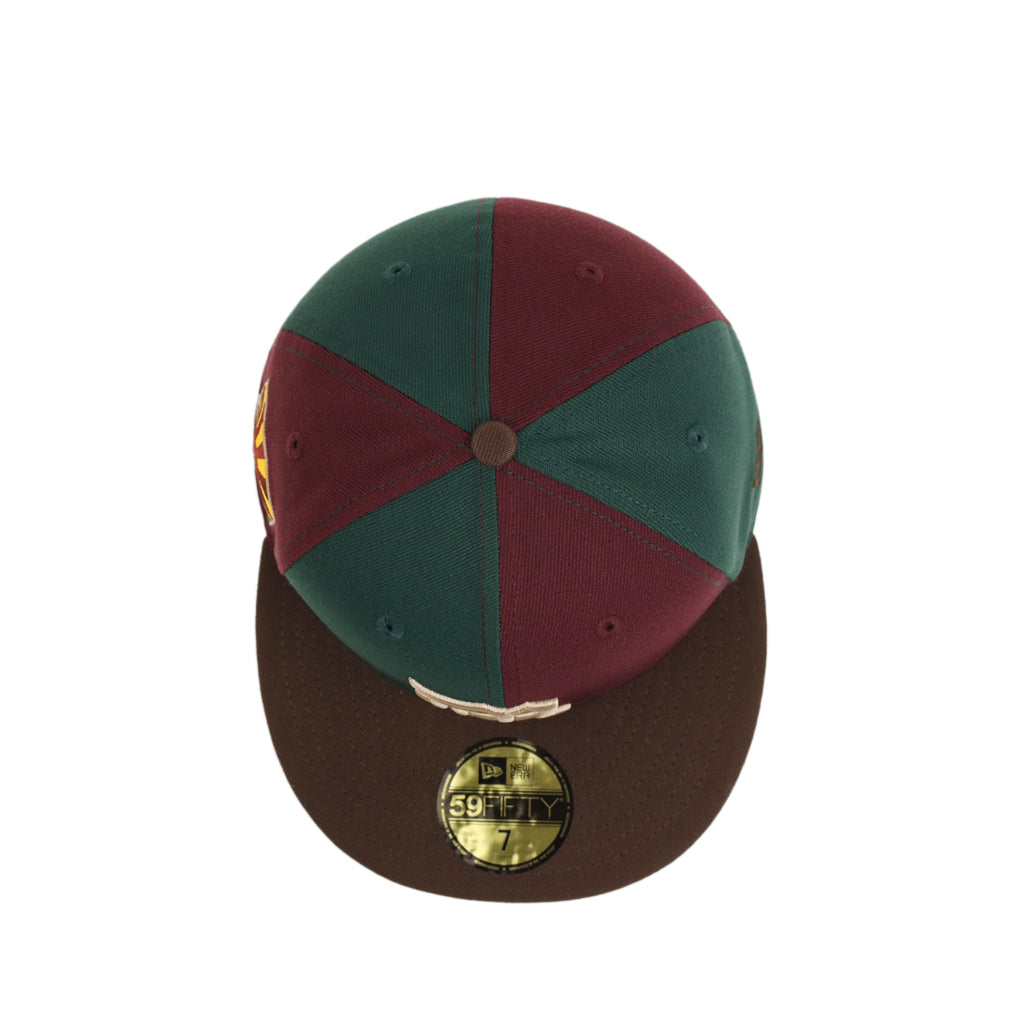 CrownMinded X Mexico Maroon Green Pinwheel Sunrise Over Chichén Itzá SP 59Fifty Fitted