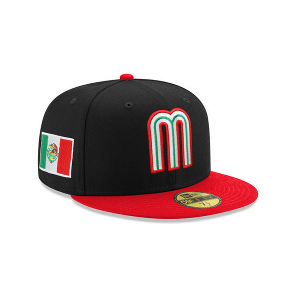 Mexico World Baseball Classic Mexican Flag SP Black Scarlet Red 2 Tone 59Fifty Fitted