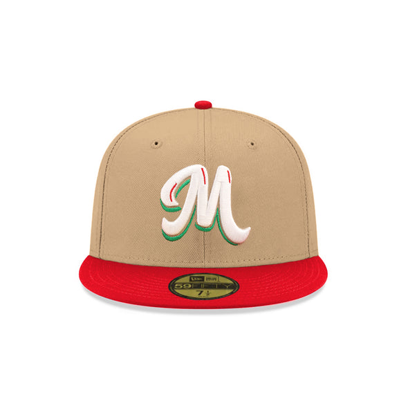 New Era Mexico Serie Del Caribe M Mexican Flag SP Camel Red 2 Tone 59Fifty Fitted