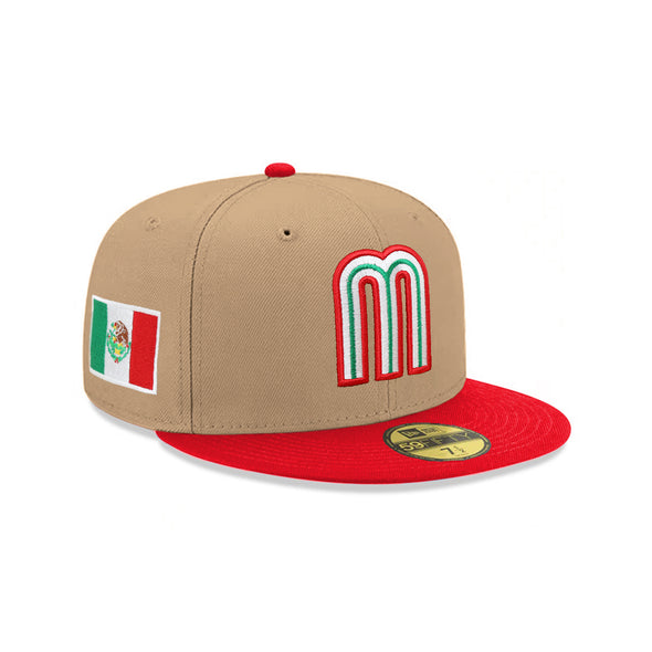 Mexico World Baseball Classic Mexican Flag SP Camel Red 2 Tone 59Fifty Fitted