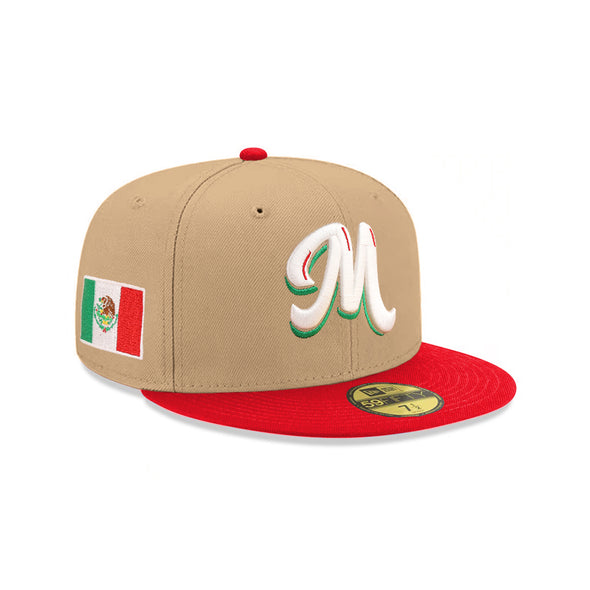New Era Mexico Serie Del Caribe M Mexican Flag SP Camel Red 2 Tone 59Fifty Fitted