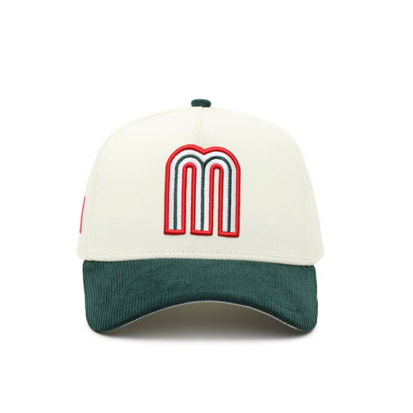 Mexico World Baseball Classic Chrome Dark Green Corduroy 2 Tone Mexico Flag SP 9Forty A-Frame Snapback