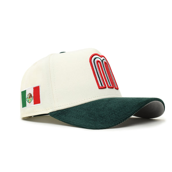 Mexico World Baseball Classic Chrome Dark Green Corduroy 2 Tone Mexico Flag SP 9Forty A-Frame Snapback