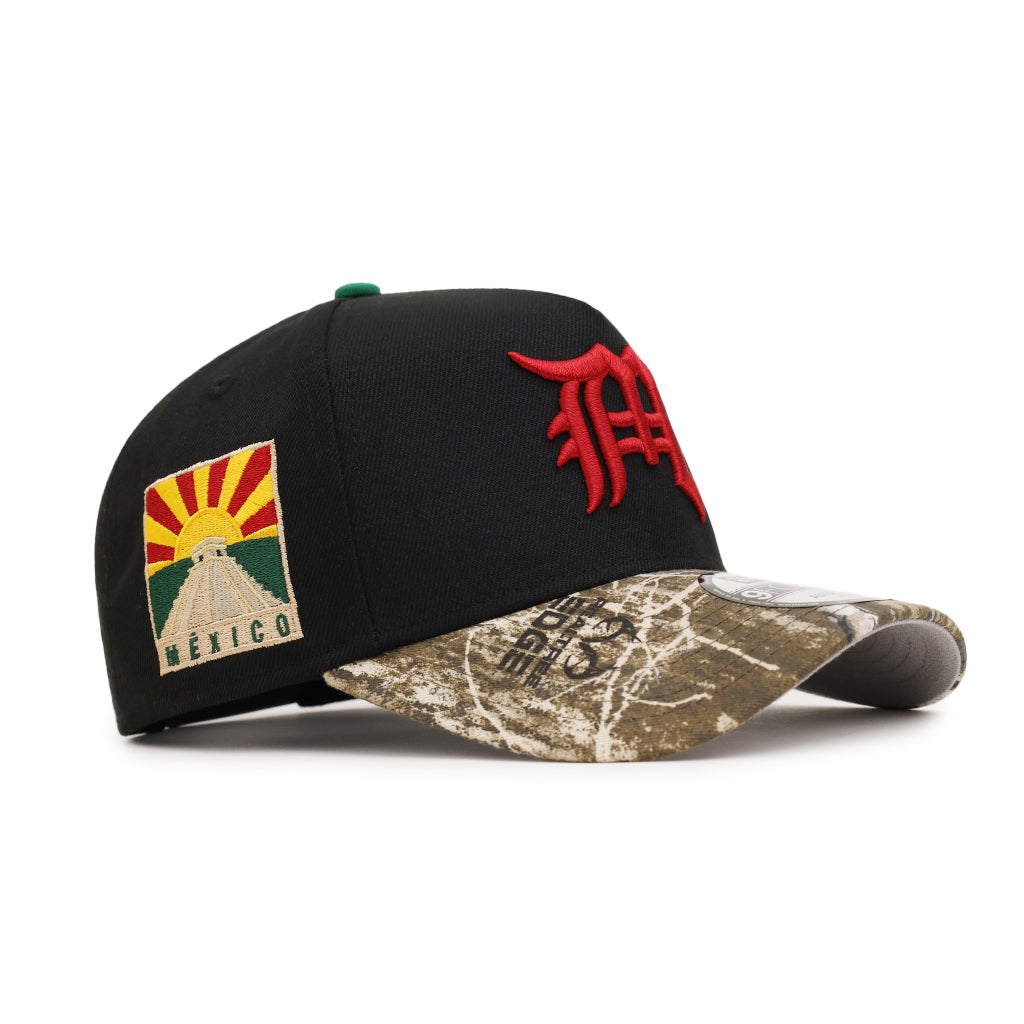 CrownMinded X Mexico Black Real Tree Sunrise Over Chichén Itzá SP 9Forty A-Frame Snapback