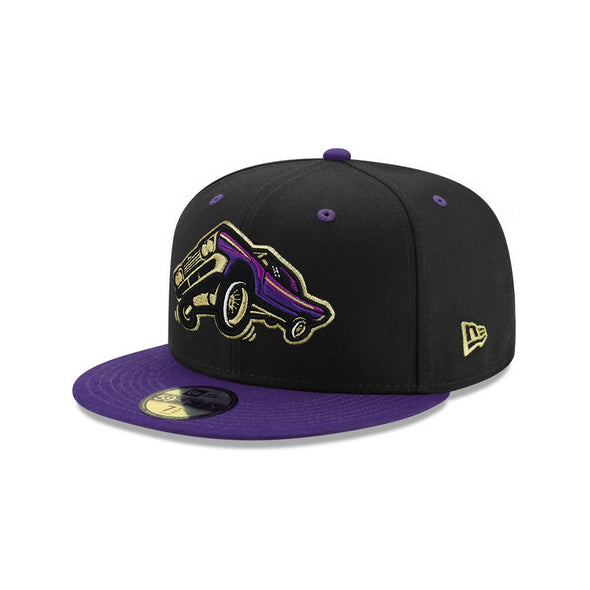 Fresno Grizzlies Lowriders Black Purple 2 Tone Milb 59Fifty Fitted Hat