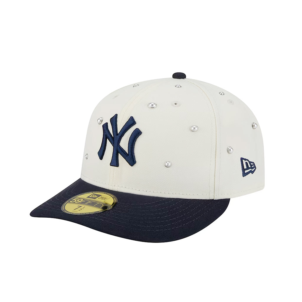 New York Yankees Chrome Navy Pearl Stud Pre-Curved 59Fifty Fitted