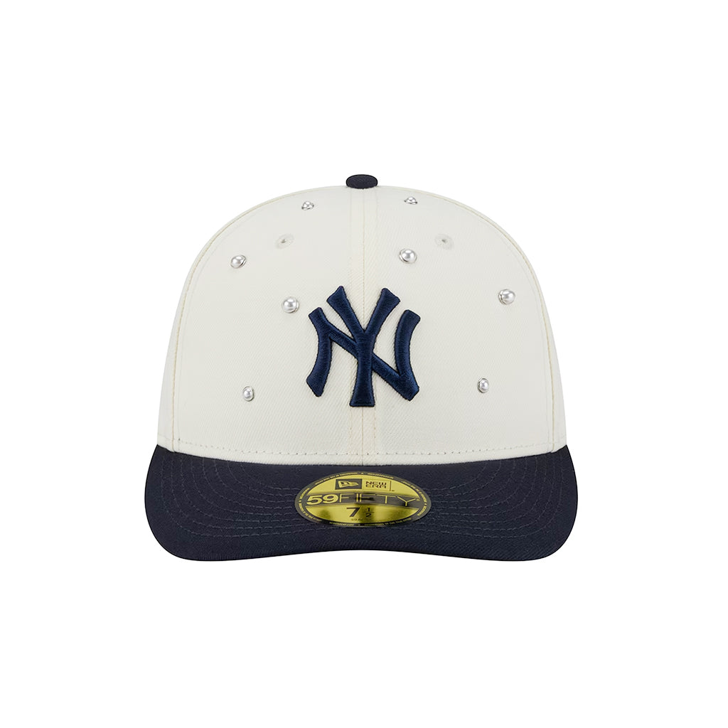 New York Yankees Chrome Navy Pearl Stud Pre-Curved 59Fifty Fitted