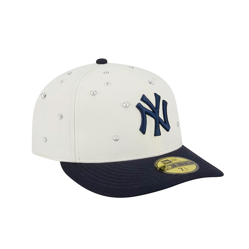 New York Yankees Chrome Navy Pearl Stud Pre-Curved 59Fifty Fitted