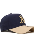 Oakland Athletics 9Forty A-Frame Moleskin Navy Tan Snapback