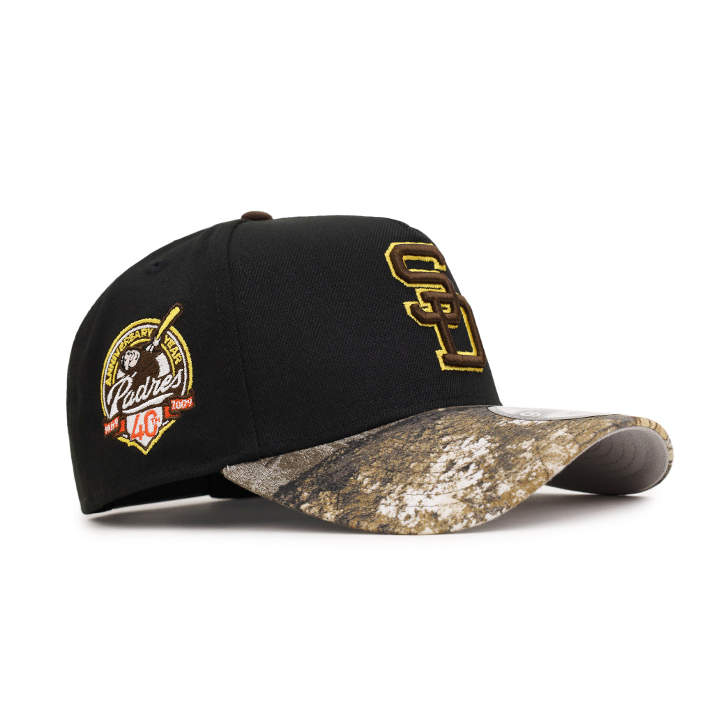 San Diego Padres Black Real Tree 40th Anniversary SP 9Forty A-Frame Snapback