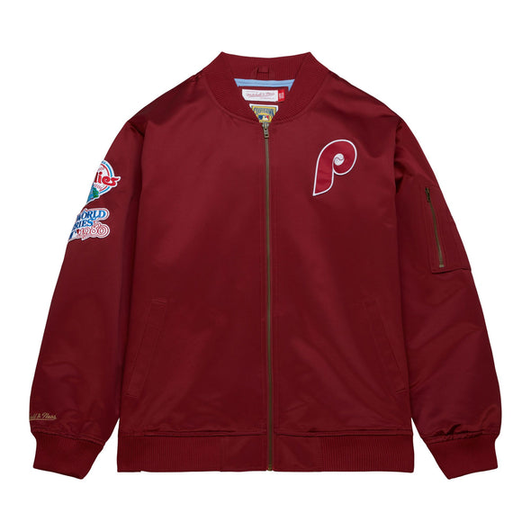 Mitchell & Ness Philadelphia Phillies Lightweight Satin Bomber Jacket