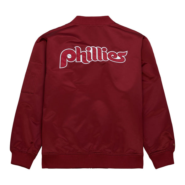 Mitchell & Ness Philadelphia Phillies Lightweight Satin Bomber Jacket