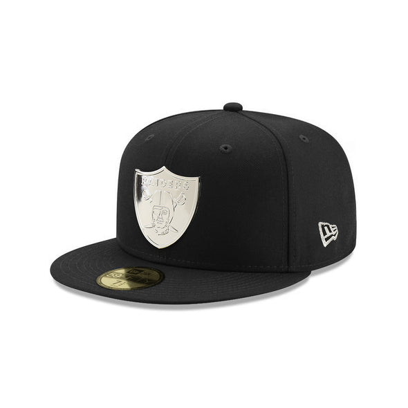 Las Vegas Raiders Black on Chrome Metal Badge 59Fifty Fitted