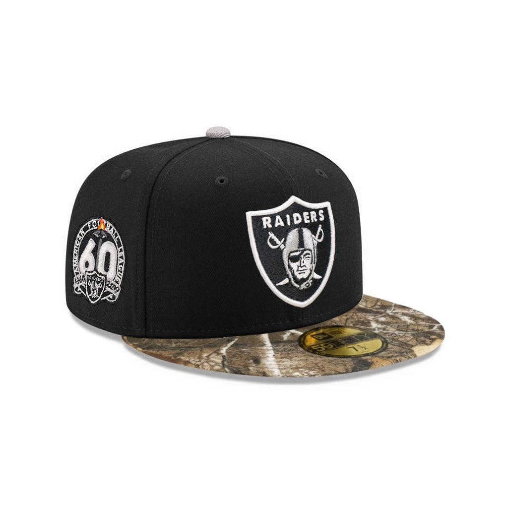 Las Vegas Raiders Black Real Tree 60th Anniversary SP 59Fifty Fitted
