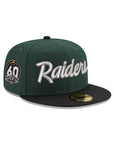 Las Vegas Raiders Dark Green Black 2 Tone 60th Anniversary SP 59Fifty Fitted