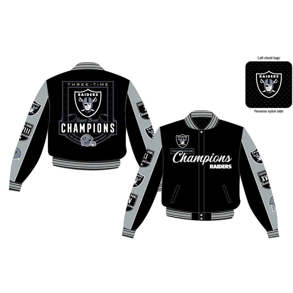 Las Vegas Raiders Three-Time Super Bowl Champions Reversible Jacket