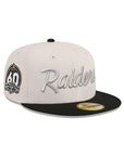Las Vegas Raiders Script Stone Black 2 Tone 60th Anniversary SP 59Fifty Fitted