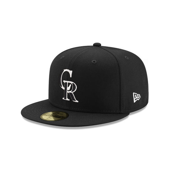 Colorado Rockies Black on White 59Fifty Fitted