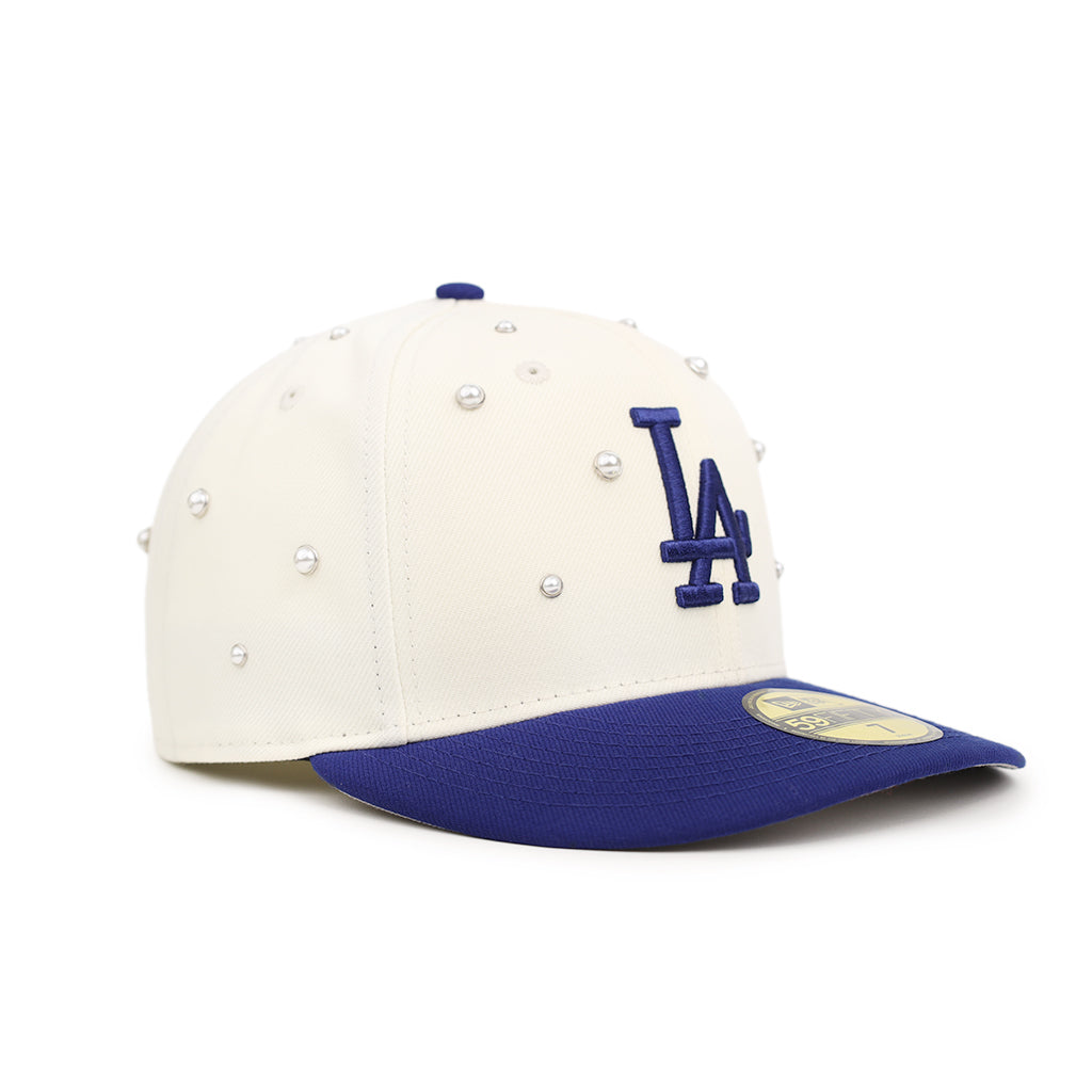 Los Angeles Dodgers Chrome Royal Pearl Stud Pre-Curved 59Fifty Fitted
