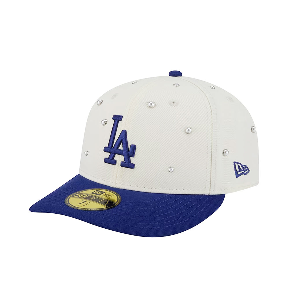 Los Angeles Dodgers Chrome Royal Pearl Stud Pre-Curved 59Fifty Fitted