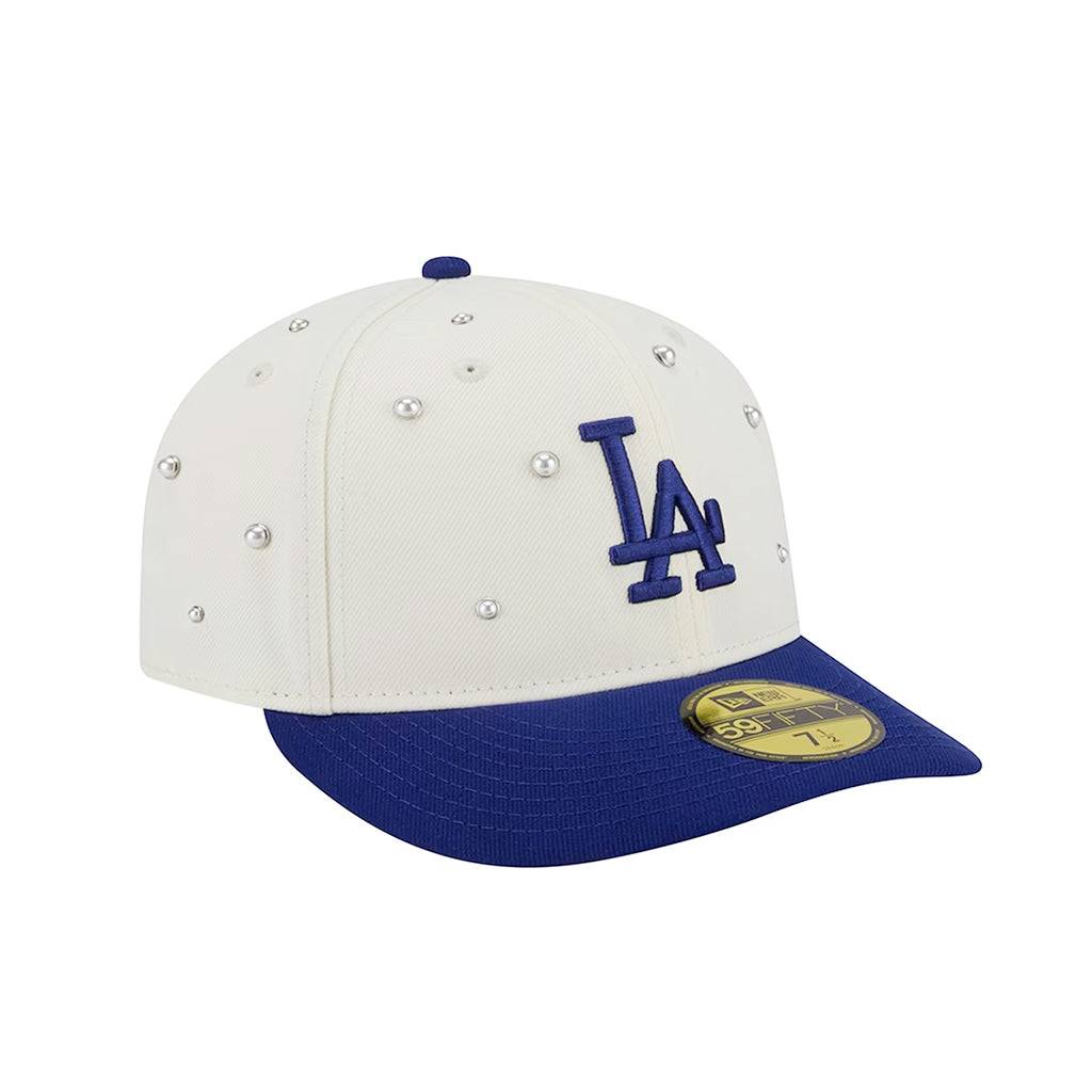 Los Angeles Dodgers Chrome Royal Pearl Stud Pre-Curved 59Fifty Fitted