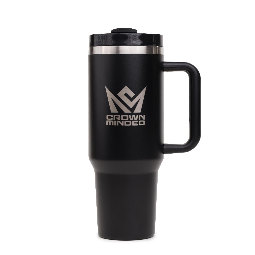 CrownMinded 40oz Laser-Engraved Stainless Steel Insulated Tumbler – Black