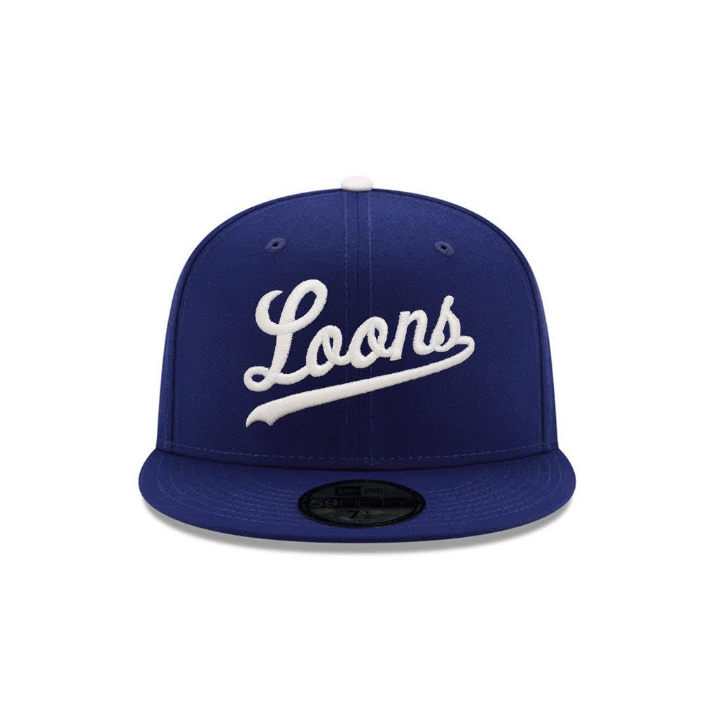 Great Lake Loons Wordmark MiLB Swinging Loon SP Royal 59Fifty Fitted