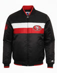 Starter San Francisco 49ers Color Block Full Zip Black Satin Varsity Jacket