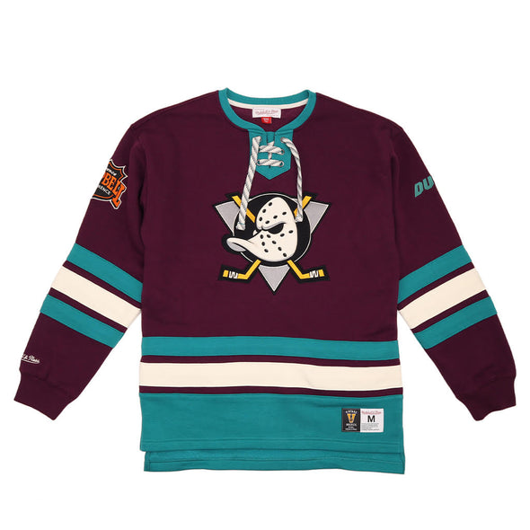 Mitchell & Ness Anaheim Ducks Heritage Lace Up Crew Vintage Logo NHL Jersey