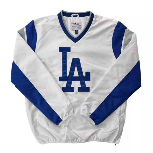 GIII Los Angeles Dodgers Pullover V-Neck White Royal Windbreaker