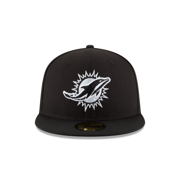 Miami Dolphins Black on White 59Fifty Fitted Hat